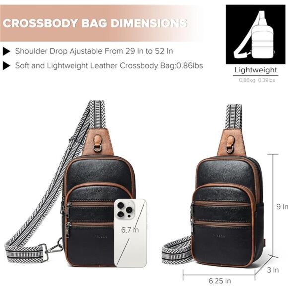 Crossbody Bags for Women Men Sling Bag 5 Pockets Fanny Pack Sling Backpack - Picture 3 of 6